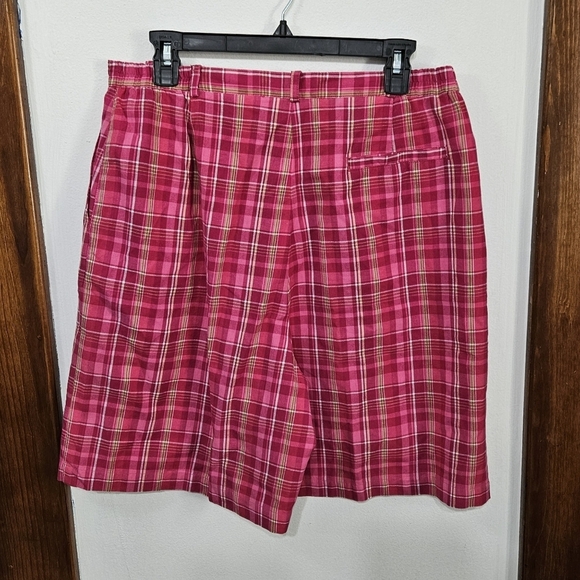 EP Pro Plaid Cotton Pink Golf Shorts Elastic Waist Size 14 Large Three Pockets - Picture 7 of 7